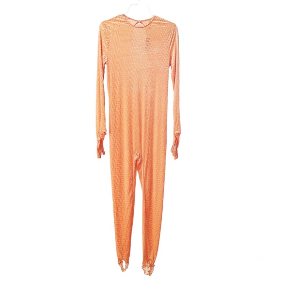 Skims Velvet Stirrup Onesie Logo One-piece Jumpsuit Peach Plus Size 2X New - Picture 5 of 15